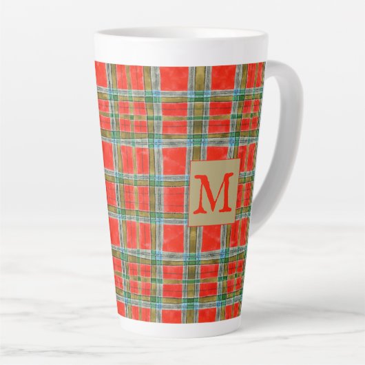 MAC BAIN TARTAN Tall Latte Mug + Initial (Angle droit)