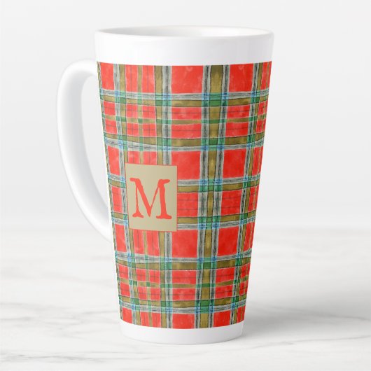 MAC BAIN TARTAN Tall Latte Mug + Initial (Angle gauche)