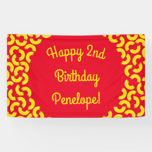 Mac en Cheese Kind 1st Birthday Party Macaroni Spandoek