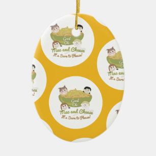 Mac en Cheese Please Pattern Keramisch Ornament