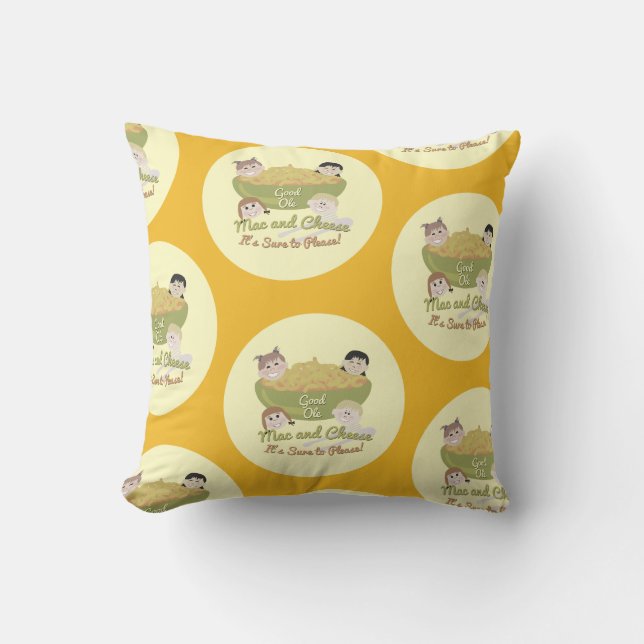 Mac en Cheese Please Retro Kind Fun Pattern Kussen (Voorkant)