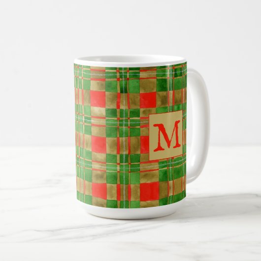 MAC GREGOR TARTAN Tall White Mug + Initial (Devant droit)