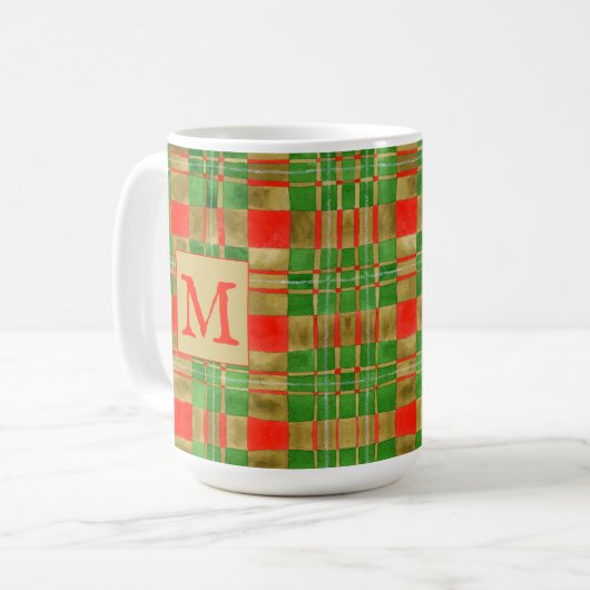 MAC GREGOR TARTAN Tall White Mug + Initial (Devant gauche)
