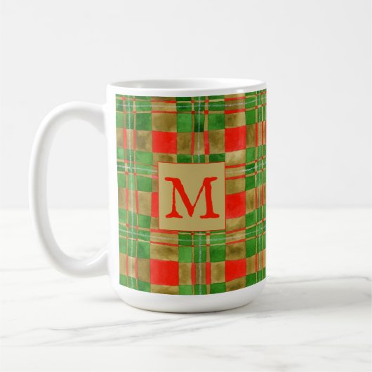 MAC GREGOR TARTAN Tall White Mug + Initial (Gauche)