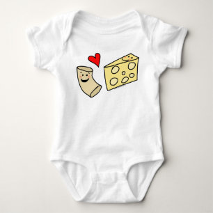 Mac Loves Cheese, Funny Cute Macaroni + Cheese Romper