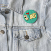 Mac Loves Cheese, Funny Cute Macaroni + Cheese Ronde Button 5,7 Cm (In situ)