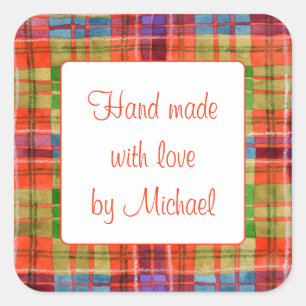 MAC RAE TARTAN 3" Vierkante "Handgemaakte" Sticker