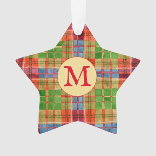 MAC RAE TARTAN Acryl Star Ornament + Initiaal (voorkant)
