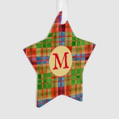 MAC RAE TARTAN Acryl Star Ornament + Initiaal (voorkant)