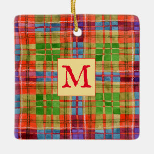 MAC RAE TARTAN Carré en céramique ornement + initi