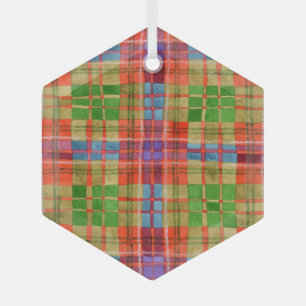MAC RAE TARTAN Glas Zeshoekige Ornament