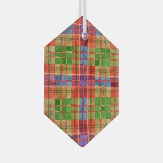 MAC RAE TARTAN Glass Hexagon Ornament (Voorkant Rechts)