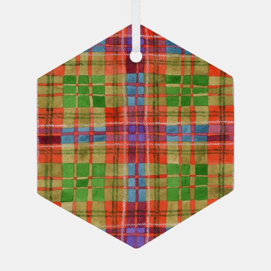 MAC RAE TARTAN Glass Hexagon Ornament (Achterkant)