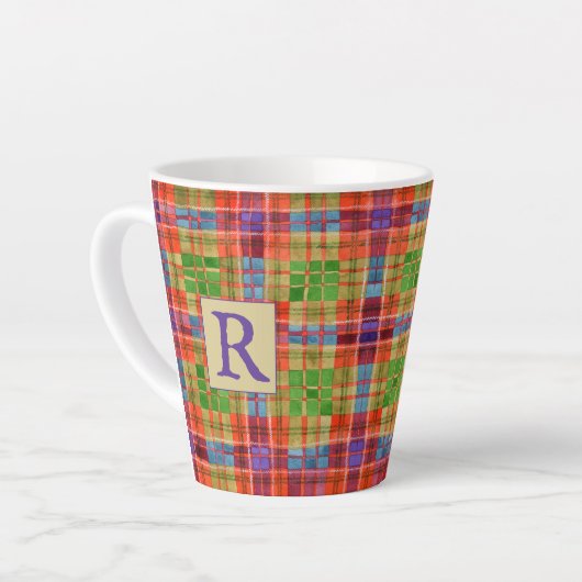 MAC RAE TARTAN Latte Mug + Texte (Angle gauche)