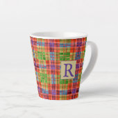 MAC RAE TARTAN Latte Mug + Texte (Angle droit)