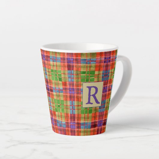 MAC RAE TARTAN Latte Mug + Texte (Angle droit)