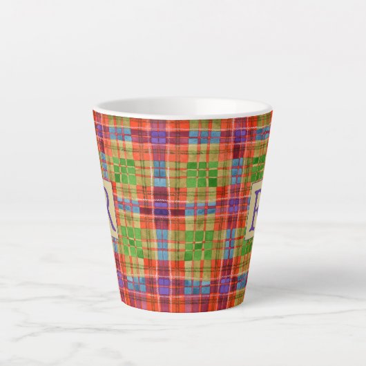 MAC RAE TARTAN Latte Mug + Texte (Devant)