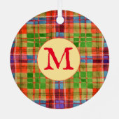 MAC RAE TARTAN Metal Circle Ornament + Initiaal (Achterkant)