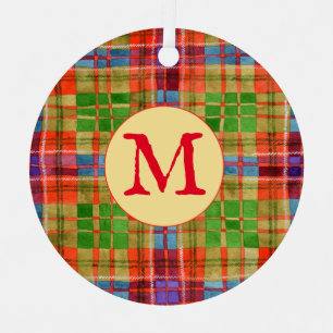 MAC RAE TARTAN Metalen Cirkel Ornament + Initiaal