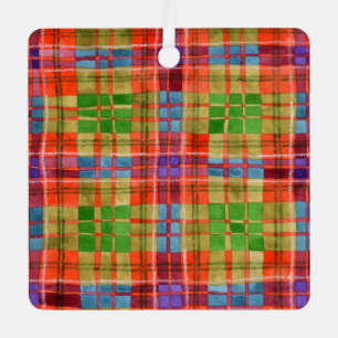 MAC RAE TARTAN Metalen Vierkante Sierplaat Ornament