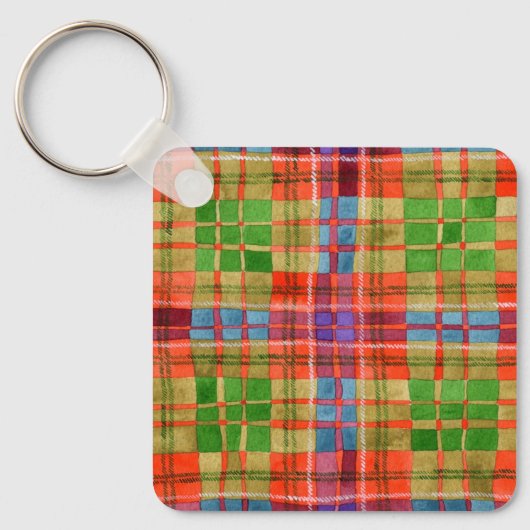 MAC RAE TARTAN Metalen Vierkante Sleutelhanger (Voorkant)