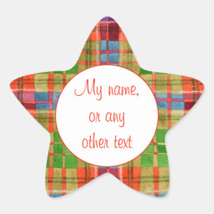 MAC RAE TARTAN Star Matte Stickerlabels Ster Sticker