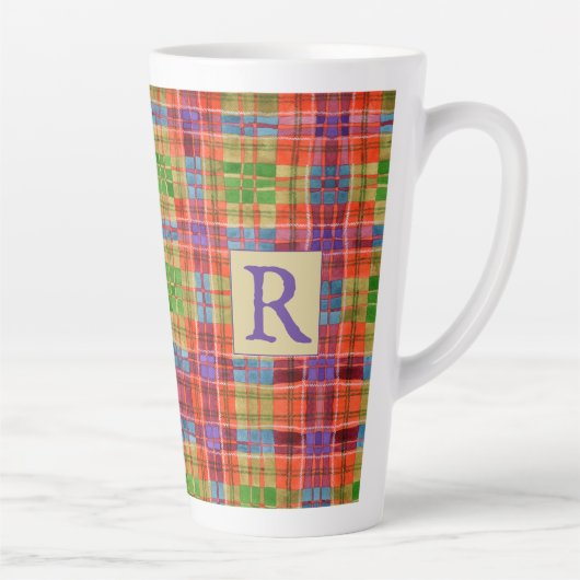 MAC RAE TARTAN Tall Latte Mug + Texte (Droite)