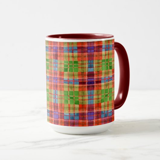 MAC RAE TARTAN Tall Maroon Combo Mug (Devant droit)
