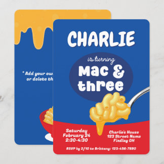Mac & Three Macaroni en kaas 3e verjaardag Kaart