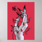 Macabre Art Creepy Hand Red en Black Gothic Poster (Voorkant)