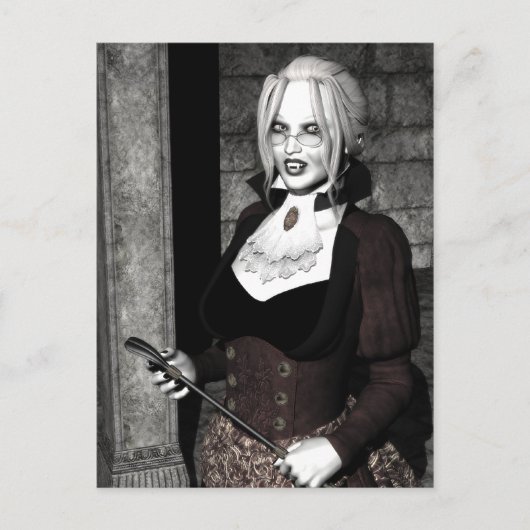 Macabre Maîtresse Gothique Vampire Carte postale (Devant)