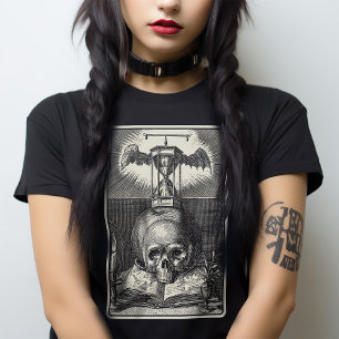 Macabre schedel middeleeuwse Tarot Victoriaans Got T-shirt