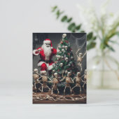 Macabre Skeleton Santa Feestelijke Dansende Skelet Briefkaart (Staand voorkant)