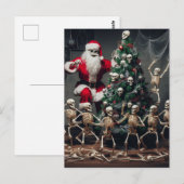 Macabre Skeleton Santa Feestelijke Dansende Skelet Briefkaart (Voorkant / Achterkant)