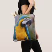 Macao bleu et jaune sur le sac d'impression (De près)