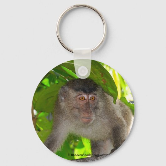 Macaque Monkey in het regenwoud Sleutelhanger (Voorkant)