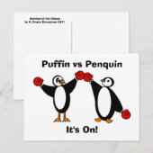 Macareux contre la carte postale de Penquin (Devant / Derrière)