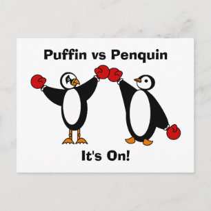 Macareux contre la carte postale de Penquin