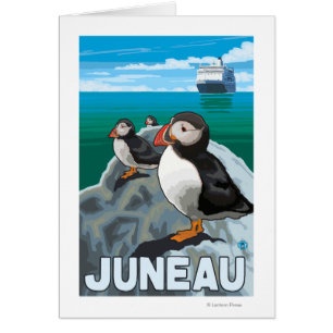 Macareux et bateau de croisière - Juneau, Alaska