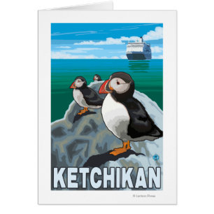 Macareux et bateau de croisière - Ketchikan,