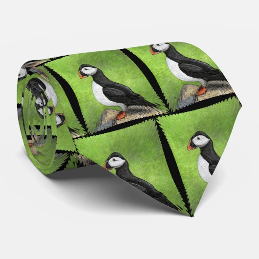 MACAREUX SOLITAIRE - cravate de mode d'art (Roulé)