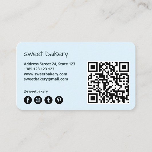 Macaron Bakery Cute QR Code Carte de fidélité (Dos)