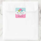 Macaron Bakkerij Box Seal Vierkante Sticker (Tas)