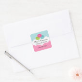 Macaron Bakkerij Box Seal Vierkante Sticker (Envelop)