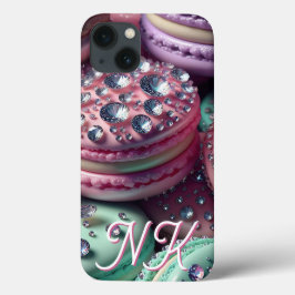  Macaron Bling Monogrammed iPhone 13 Hoesje