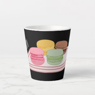 Macaron cartoon illustratie latte mok