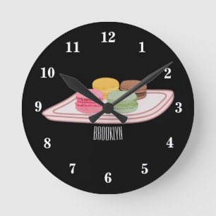 Macaron cartoon illustratie ronde klok