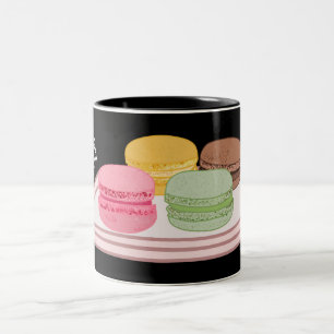 Macaron cartoon illustratie tweekleurige koffiemok