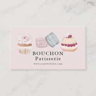 Macaron Cupcake Roze bakkerij Visitekaartje