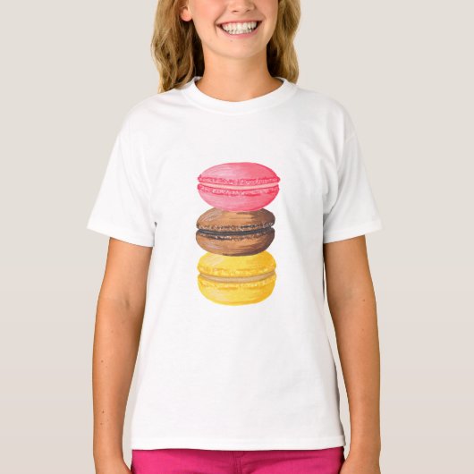 Macaron Illustration Sweets Waterverf Macaroons T-shirt (Voorkant)